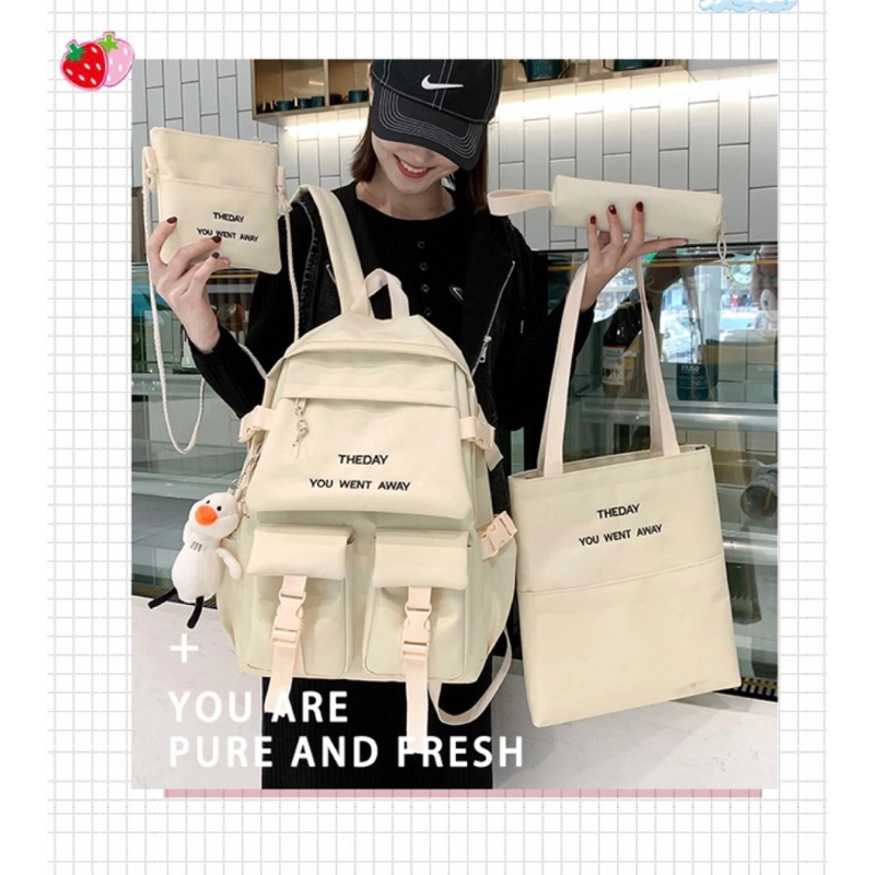Set balo 4 món THE DAY vừa A4 phong cách Hàn Quốc
