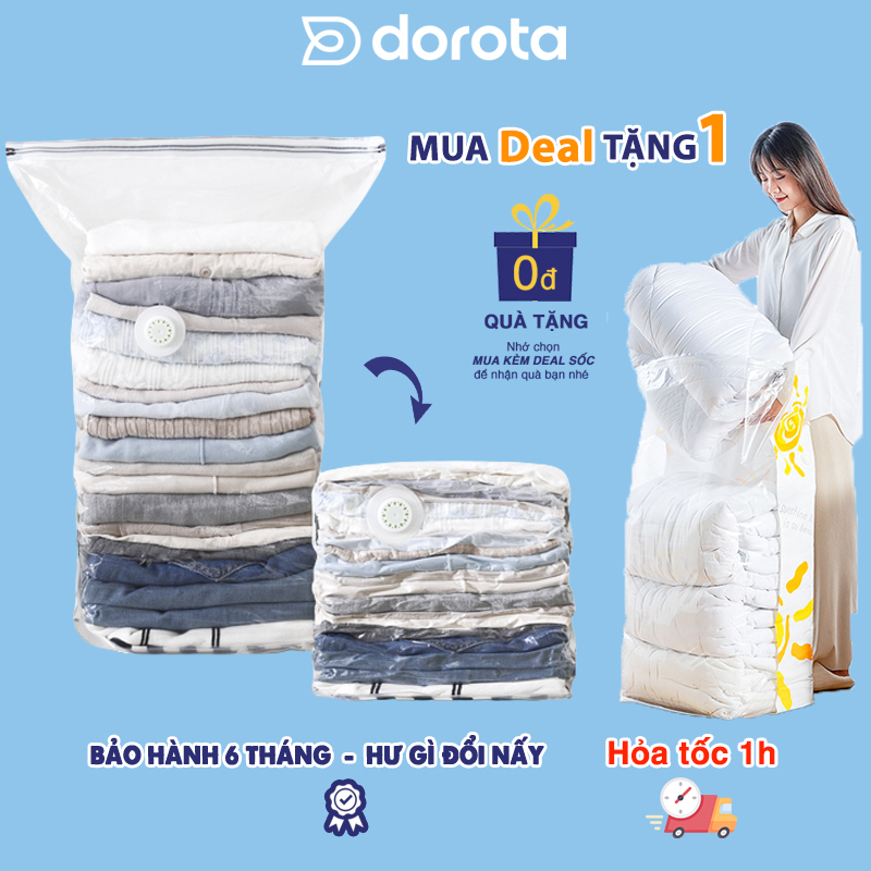 Ảnh Túi hút chân không đựng quần áo DOROTA bọc cất chăn màn không cần dùng bơm 2 lớp khóa zip nhiều màu TCK1 1
