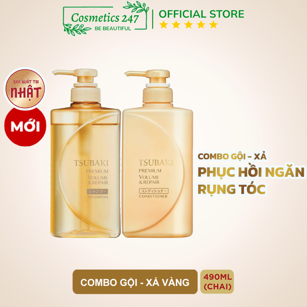 Ảnh Combo Gội Xả Dầu Gội Tsubaki Đỏ Dưỡng tóc bóng mượt Premium Moist Tsubaki (490ml/chai) 2