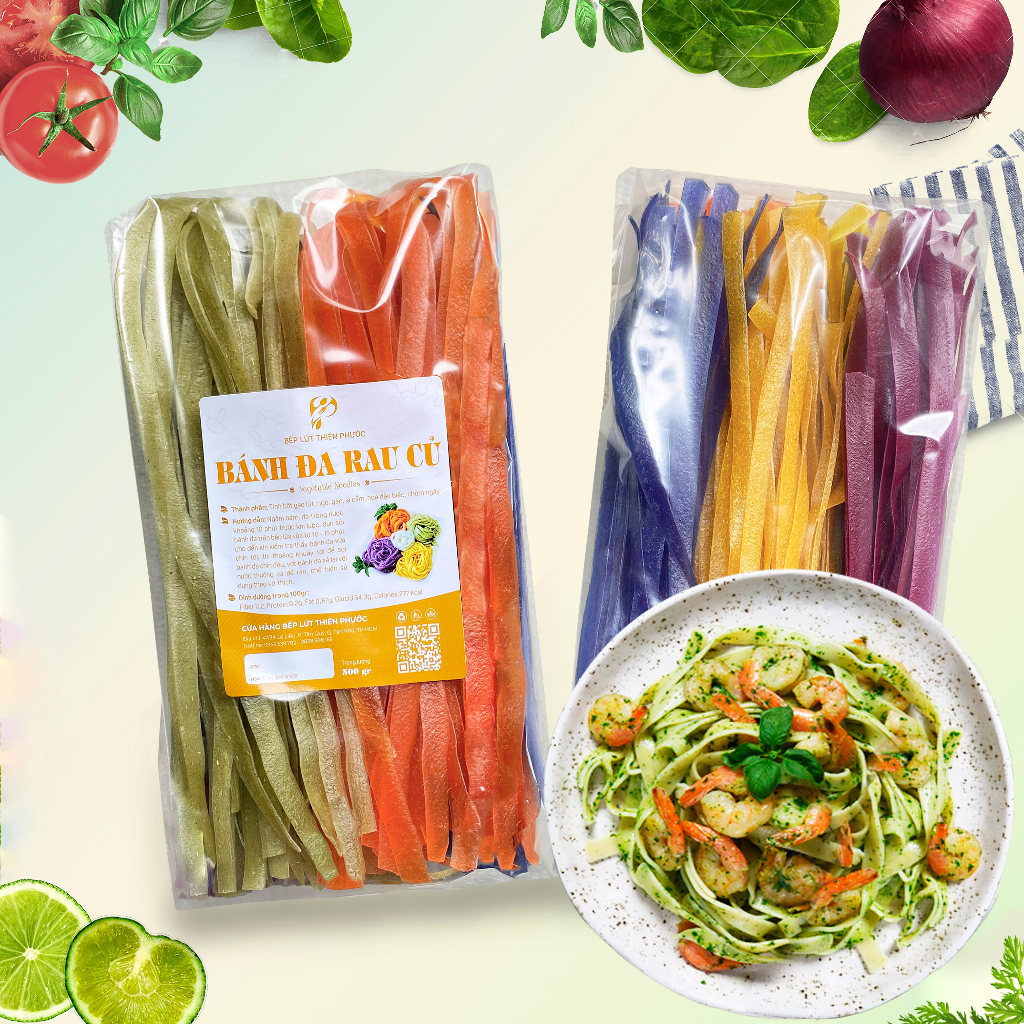 Bánh Đa Rau Củ Ngũ Sắc Ăn Kiêng Giảm Cân Gói 500GR - Phở Sợi Lớn Rau Củ ...
