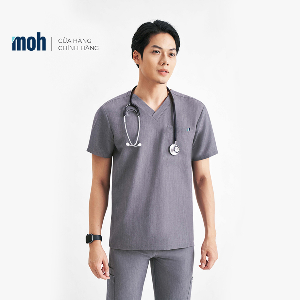 ÁO SCRUB NAM LIGHT V-NECK 3 TÚI (Bác sĩ, Nha sĩ, Điều dưỡng, spa, Thẩm ...