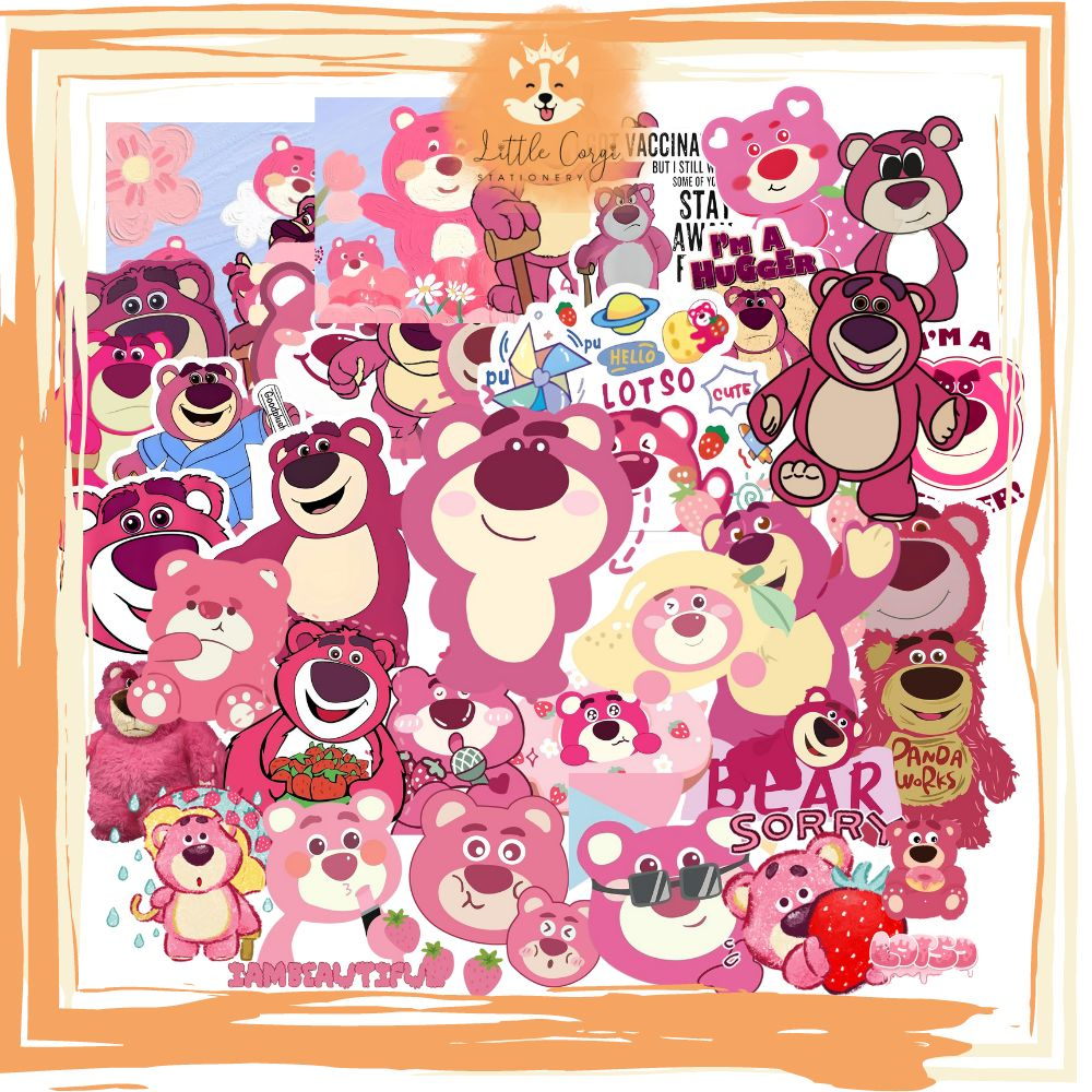 Set 60 sticker hình dán gấu dâu lotso dễ thương trang trí sổ tay ...