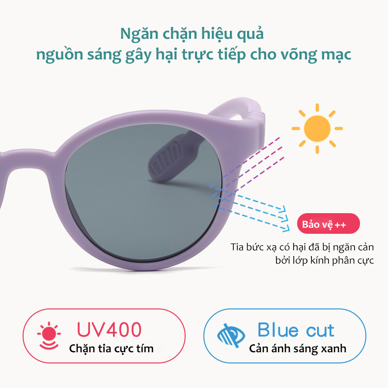 Ảnh Kính Mát Phân Cực Mắt Tròn Dễ Thương Cho Bé Từ 3-8 Tuổi Gọng Silicon Mềm Màu Pastel Tròng Chống Tia UV An Toàn AK138 4