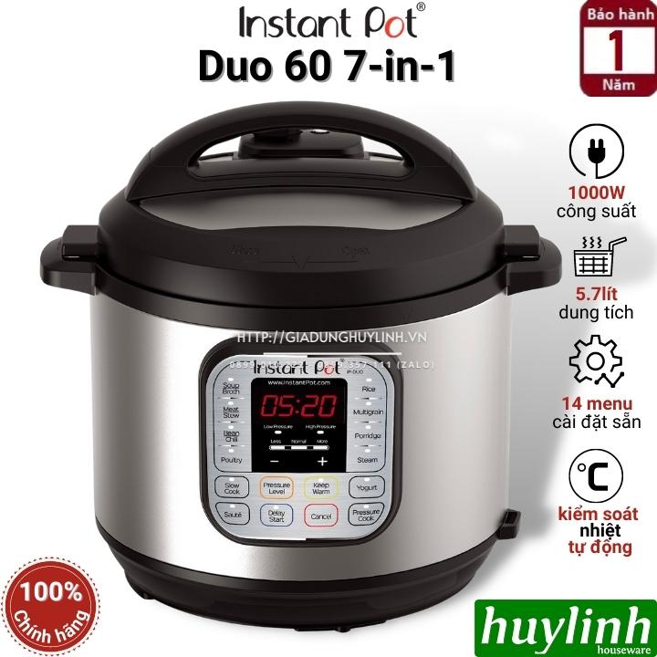 Nồi áp suất điện tử đa năng Instant POT Duo 60 - 7-in-1 - Dung tích 5.7 ...