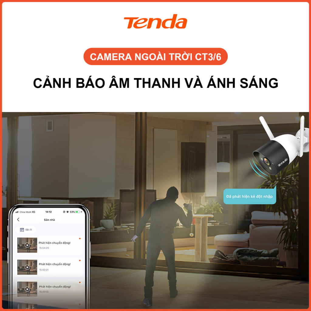 Ảnh Camera WiFi Ngoài Trời Tenda CT3/ CT6 Độ Phân Giải Full HD 1080P/2MP/3MP/2K Đàm Thoại 2 Chiều 4