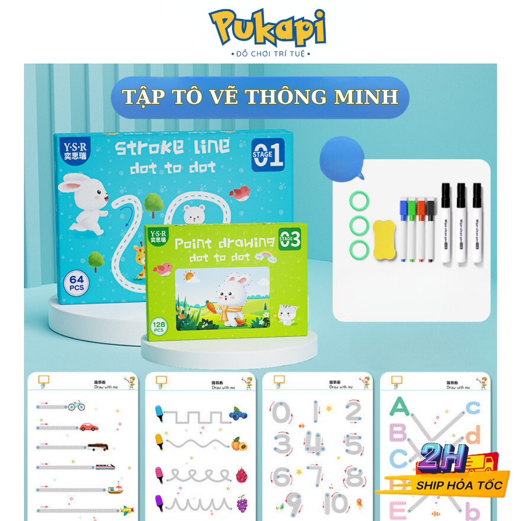 Tập Tô Vẽ Thông Minh Xóa Được Đồ Chơi Giáo Dục Sớm Cho Bé - Đồ Chơ Cho Bé PUKAPI