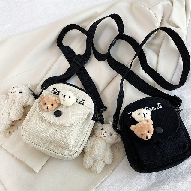 Túi vải đeo chéo kèm gấu ( sticker) thời trang giá rẻ BAG U GAU06 ...