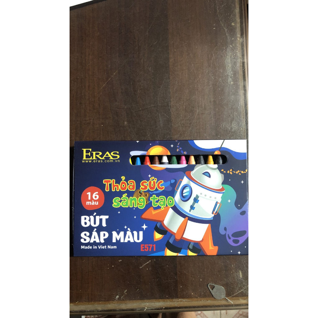 Hộp Bút Sáp 16 Màu Eras, Chất Liệu An Toàn, Thiết Kế Đẹp Mắt - VPP Quốc Huy
