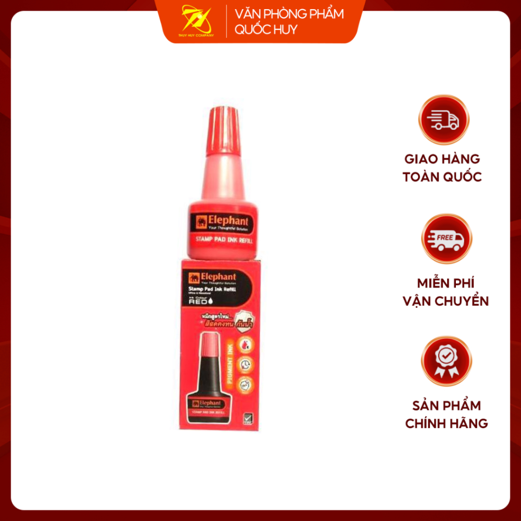 MỰC DẤU ELEPHAN 30ML, MỰC NƯỚC DÙNG CHO TẤT CẢ CÁC LOẠI DẤU THÔNG DỤNG TRÊN GIẤY - VPP QUỐC HUY.