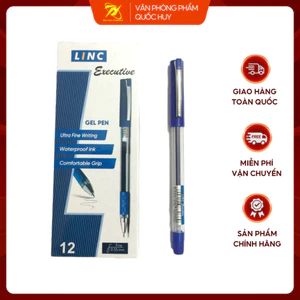 HỘP 12 CHIẾC BÚT BI NƯỚC LINC EXECUTIVE GEL 0.5MM, XANH/ ĐEN/ ĐỎ - VPP QUỐC HUY