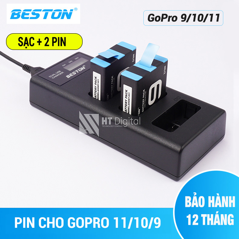 Pin Sạc Máy Quay GoPro Hero 5 6 7 8 9 10 11 12 Beston kèm dock sạc 3 ...