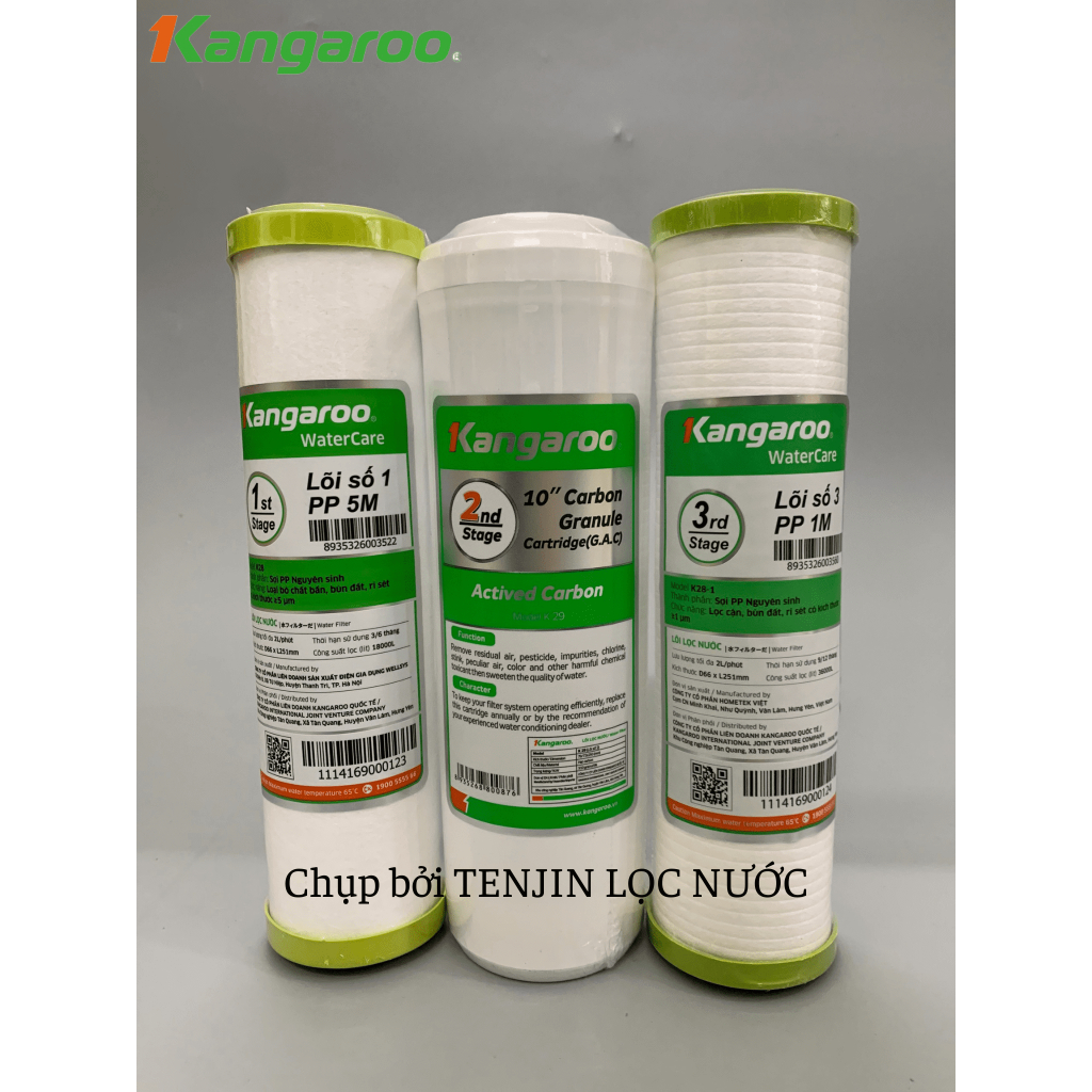 Combo 9 Lõi Lọc Nước Kangaroo 123 RO50GPD Nano Ceramic Alkaline Maifan ORP Cho Model KG109AKV, KG09A3, KGRP99, KG19A3...