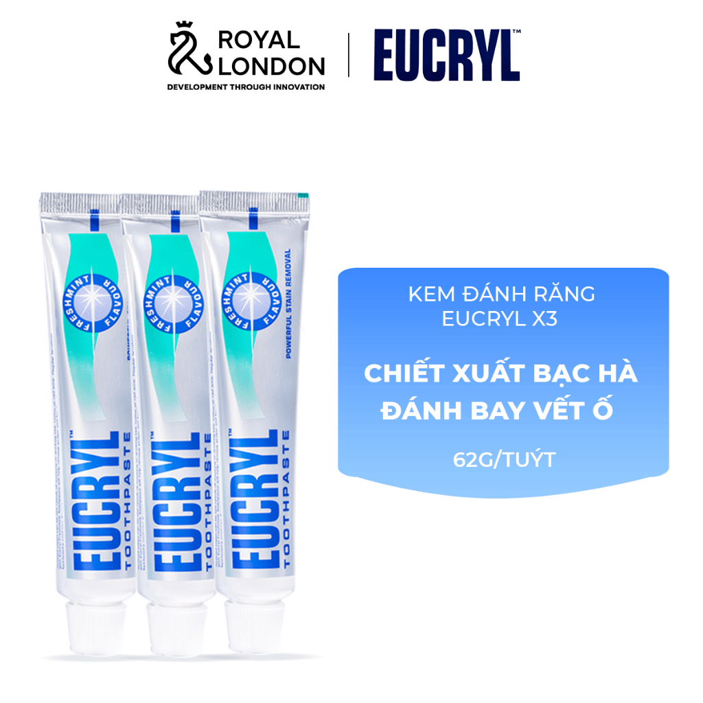 Ảnh Combo 3 Kem đánh răng Eucryl hỗ trợ làm trắng răng (3x62g) 1