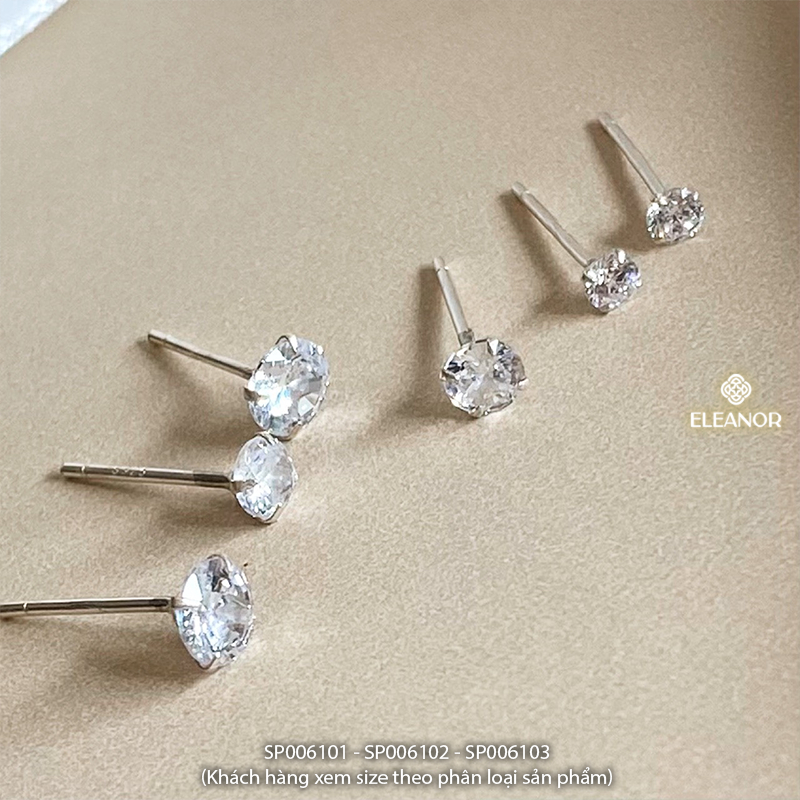 Bông tai nữ nụ đính đá bạc 925 Eleanor Accessories khuyên tai dáng tròn basic phụ kiện trang sức cao cấp 6101