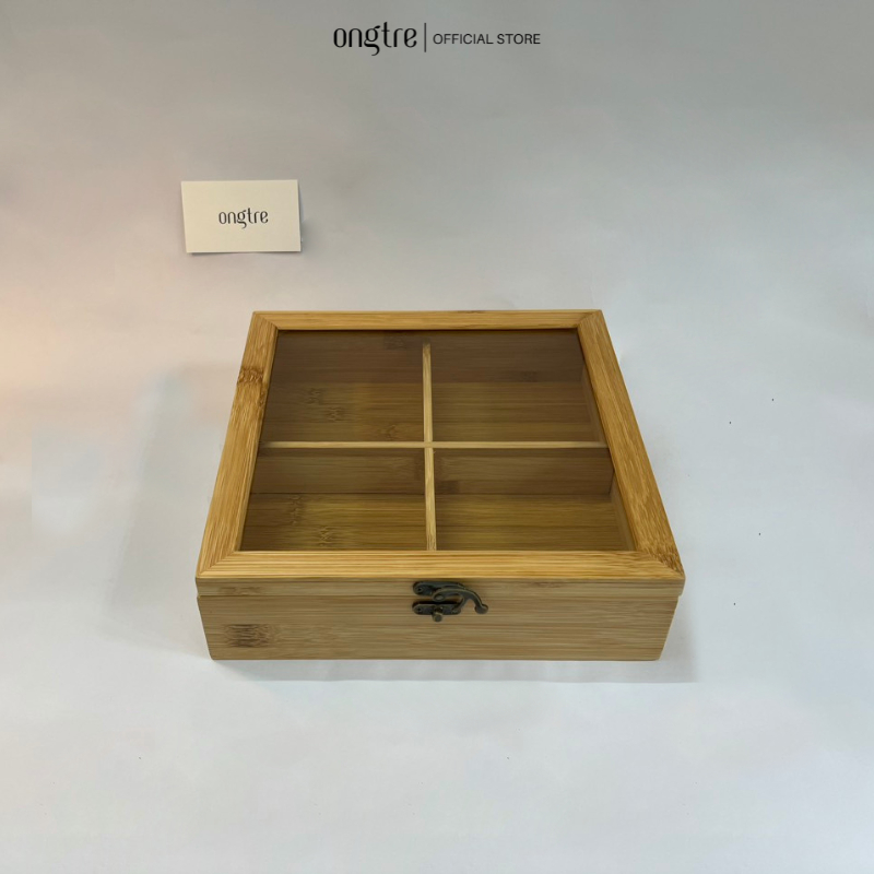 Hộp mứt tết, hộp tre đựng bánh kẹo tết, hộp đựng quà trang sức, đựng đồ đa năng 2 ngăn , 4 ngăn - ONGTRE