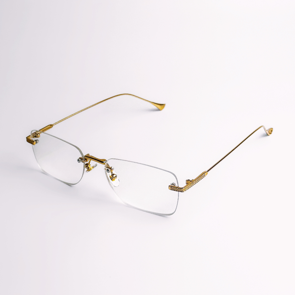 Kính thời trang Rim-less The Nast + Bao da + Ốc vít chỉnh kính + khăn ...