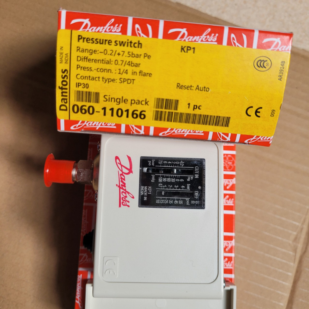 Cống tắc áp suất Danfoss KP1 - Range -0.2- 7.5bar, Diff 0.7-4Bar, 1/4 ...