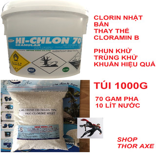 1kg - Chlorine 70% Nhật Bản khử trùng dụng cụ, sát khuẩn nguồn nước, xử lý hồ bơi , tẩy rong rêu ao hồ