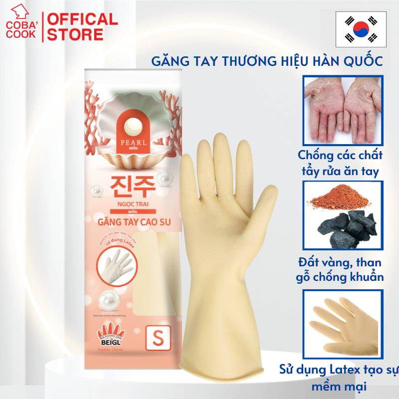 Ảnh Găng Tay Cao Su Tay Lửng Ngọc Trai Size S Thương Hiệu BEIGL 1
