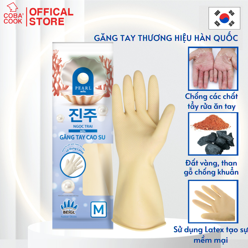 Ảnh Găng Tay Cao Su Tay Lửng Ngọc Trai Size M Thương Hiệu BEIGL 1