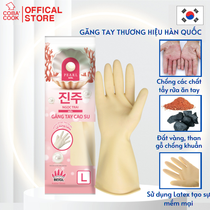 Ảnh Găng Tay Cao Su Tay Lửng Ngọc Trai Size L Thương Hiệu BEIGL 1