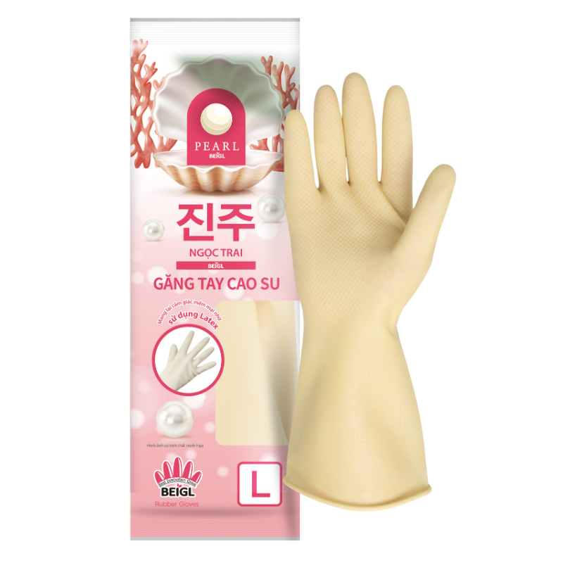 Ảnh Găng Tay Cao Su Tay Lửng Ngọc Trai Size L Thương Hiệu BEIGL 2
