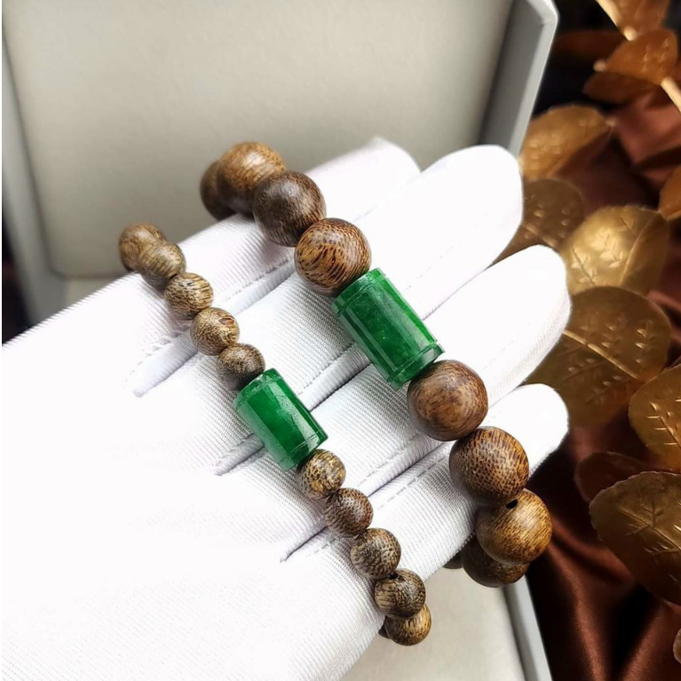 Vòng tay trầm hương tốc tự nhiên mix đá, cỡ hạt nam nữ 8-12ly-Bình an thanh lịch và may mắn,Trầm hương Hội an