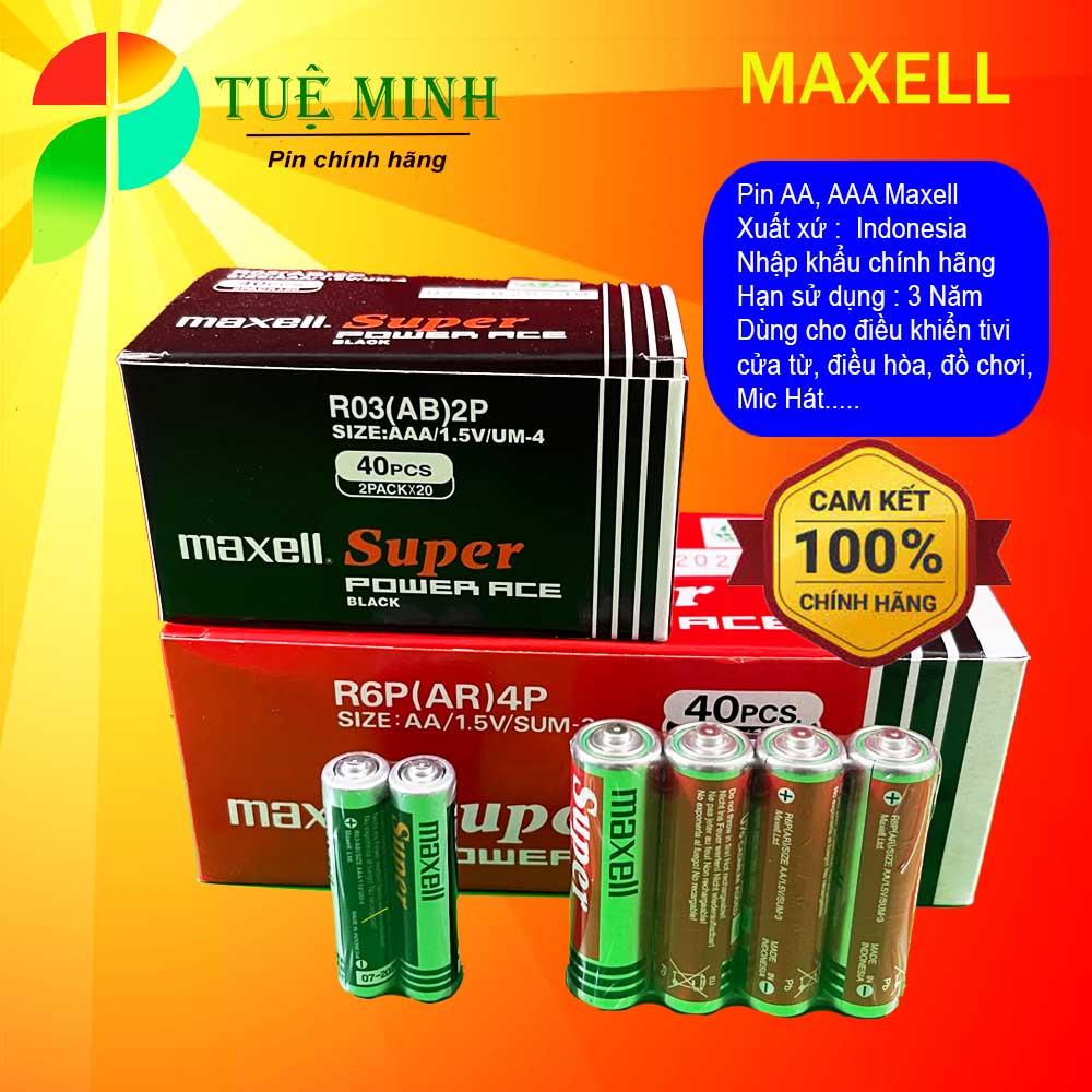 Hộp 40 viên pin AA, AAA Maxell, pin tiểu, pin đũa Maxell. Pin nhập khẩu ...