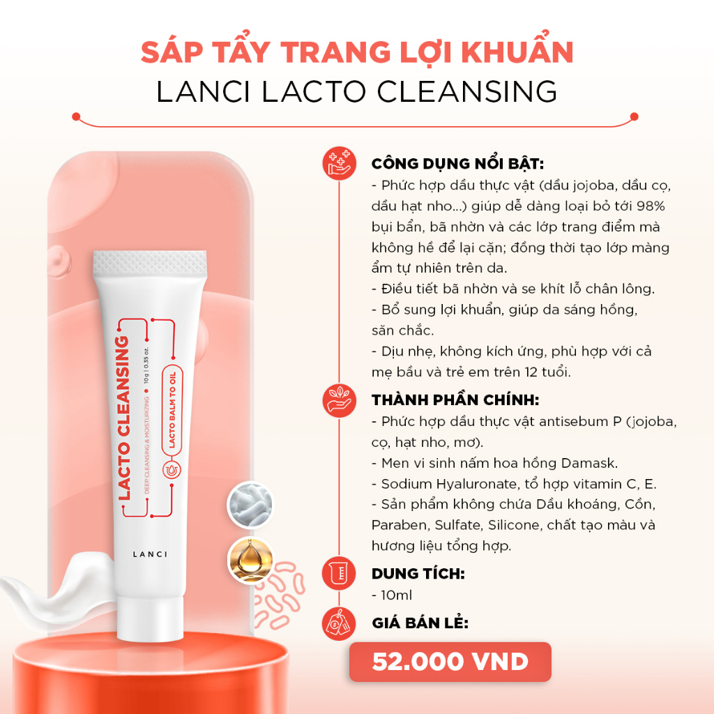 Ảnh Sáp tẩy trang LANCI sạch sâu da mịn mướt không khô căng minisize 10ml 2