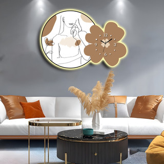 Tranh Đồng Hồ 3D Đèn LED Cô Gái Và Hoa Trang Trí Phòng Khách Quán Cà Phê Hiện Đại OHA Decor