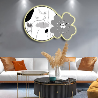 Tranh Đồng Hồ 3D Đèn LED Cô Gái Và Hoa Trang Trí Phòng Khách Quán Cà Phê Hiện Đại OHA Decor