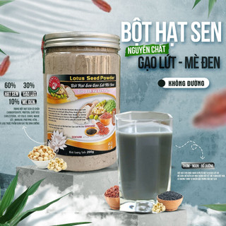 Bột Hạt Sen, Gạo Lứt, Mè đen nguyên chất Senfarm - Không đường
