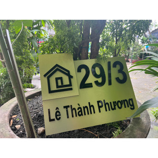 BẢNG, BIỂN SỐ NHÀ. Alu đen nhám + Mica, số nổi đế mica trong, ngoài trời