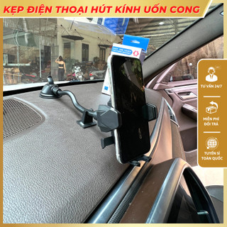 Kẹp điện thoại 360 độ, hút kính uốn dẻo tùy ý, dễ dàng sử dụng cho ô tô và xe tải