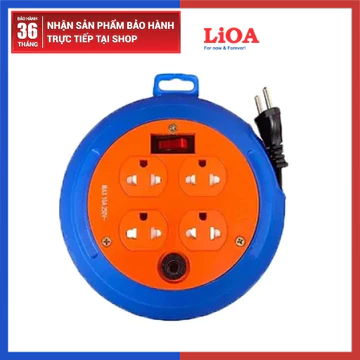 Ổ Cắm Kéo Dài Quay Tay LiOA Kiểu Rulo Có Nắp Bảo Vệ - Ổ Cắm Lioa 4 Ổ Đa Năng Kéo Dài DB52-15A Kiểu Đĩa Bay Chính Hãng