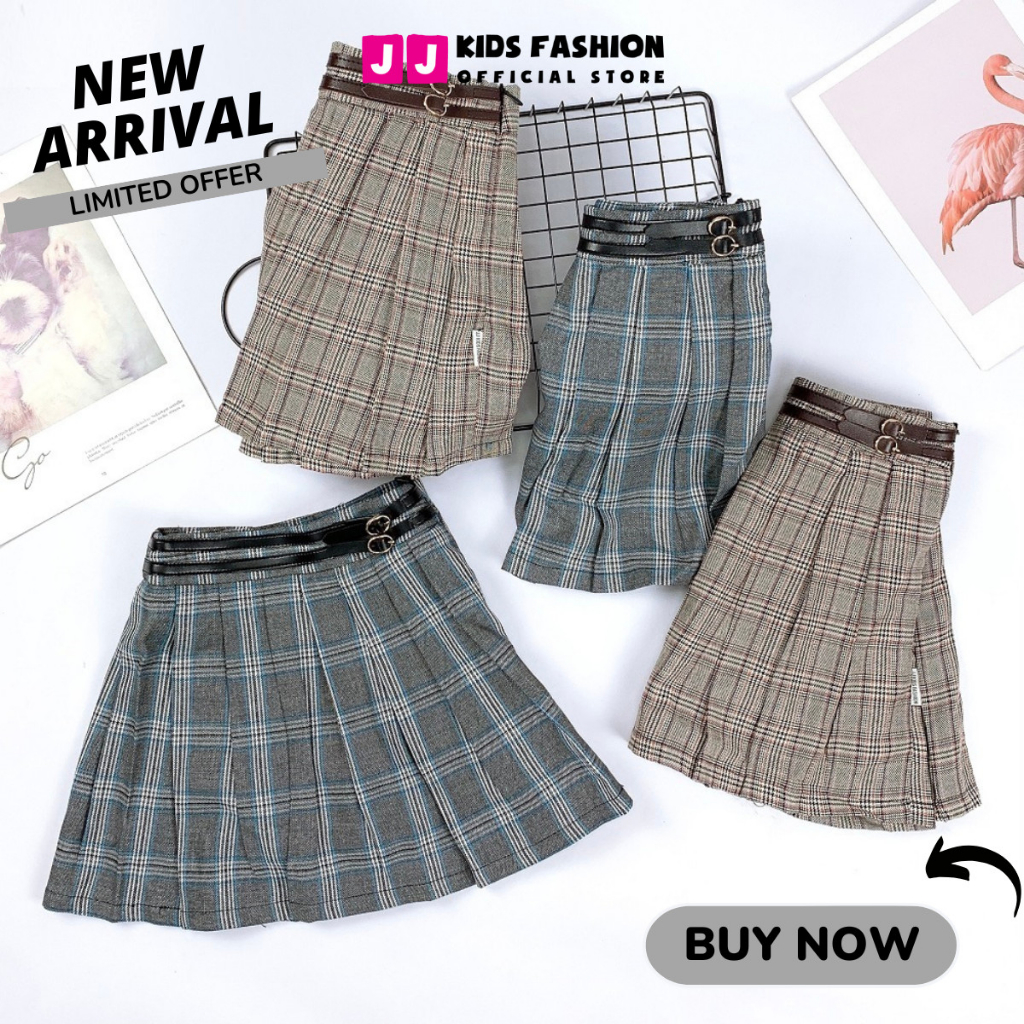 Chân váy xếp ly cho bé gái năng động, thời trang size đại - JJ Kids