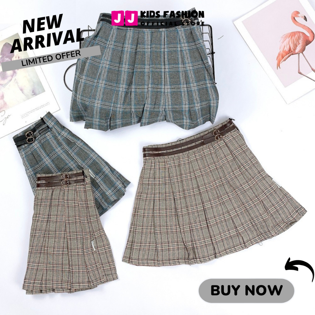 Chân váy xếp ly cho bé gái năng động, thời trang size đại - JJ Kids