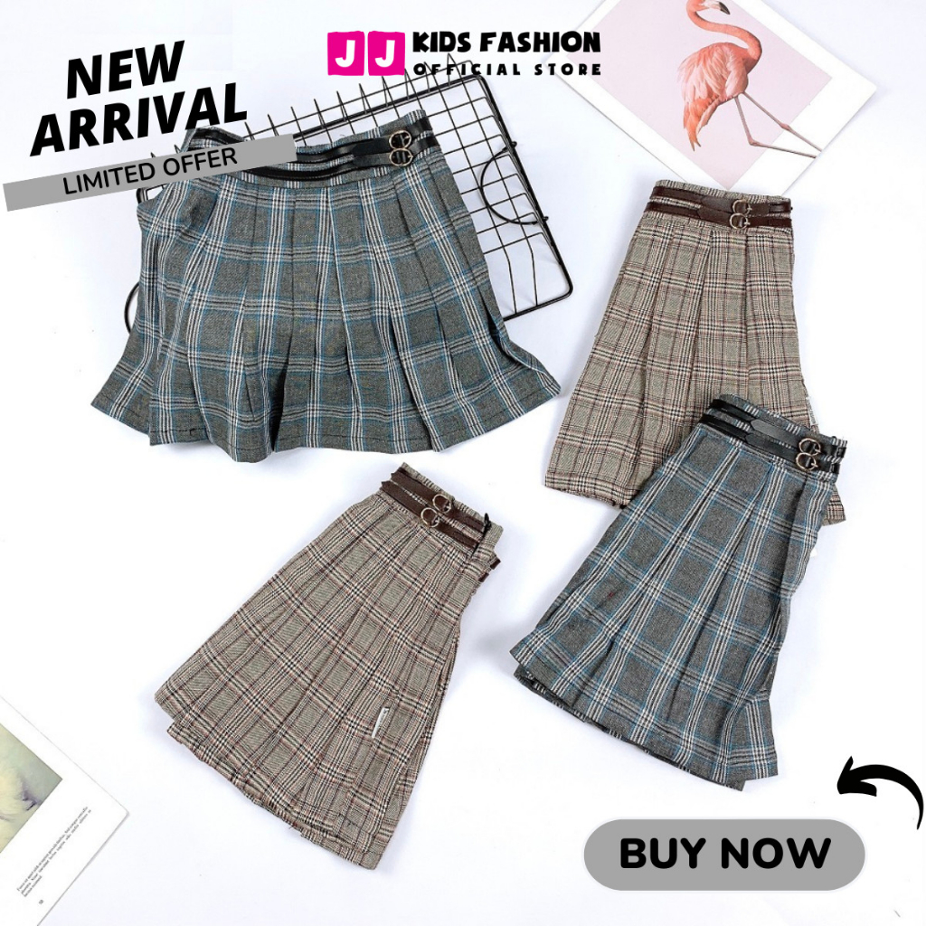 Chân váy xếp ly cho bé gái năng động, thời trang size đại - JJ Kids