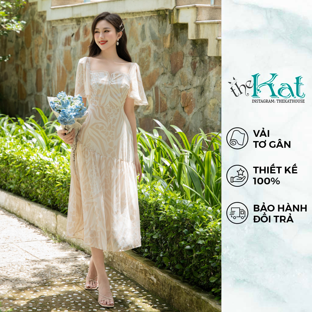 Đầm Hoa Fiona The Kat House, vải tơ gân cực xinh, mát mẻ, thoải mái