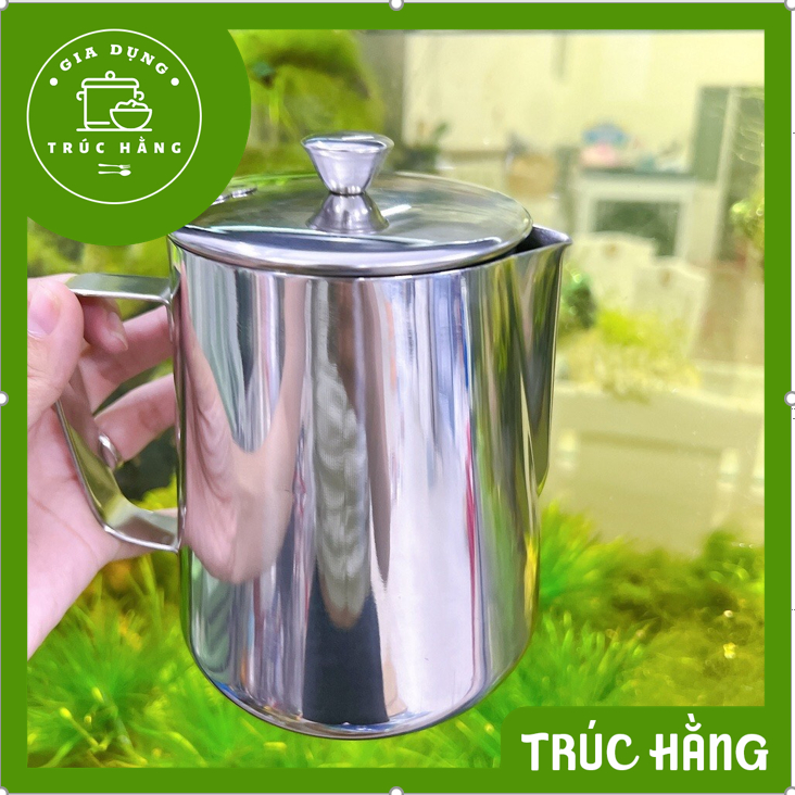 Ca đánh sữa có mỏ inox cao cấp có nắp định lượng ca 1Lít và 1,5Lít ...
