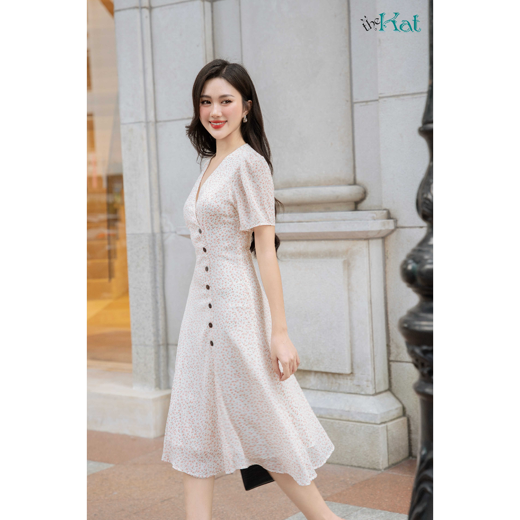 Đầm Hoa Caily The Kat House, vải Chiffon gân nhẹ mát, phù hợp cho các nàng công sở, đi chơi, đi cafe