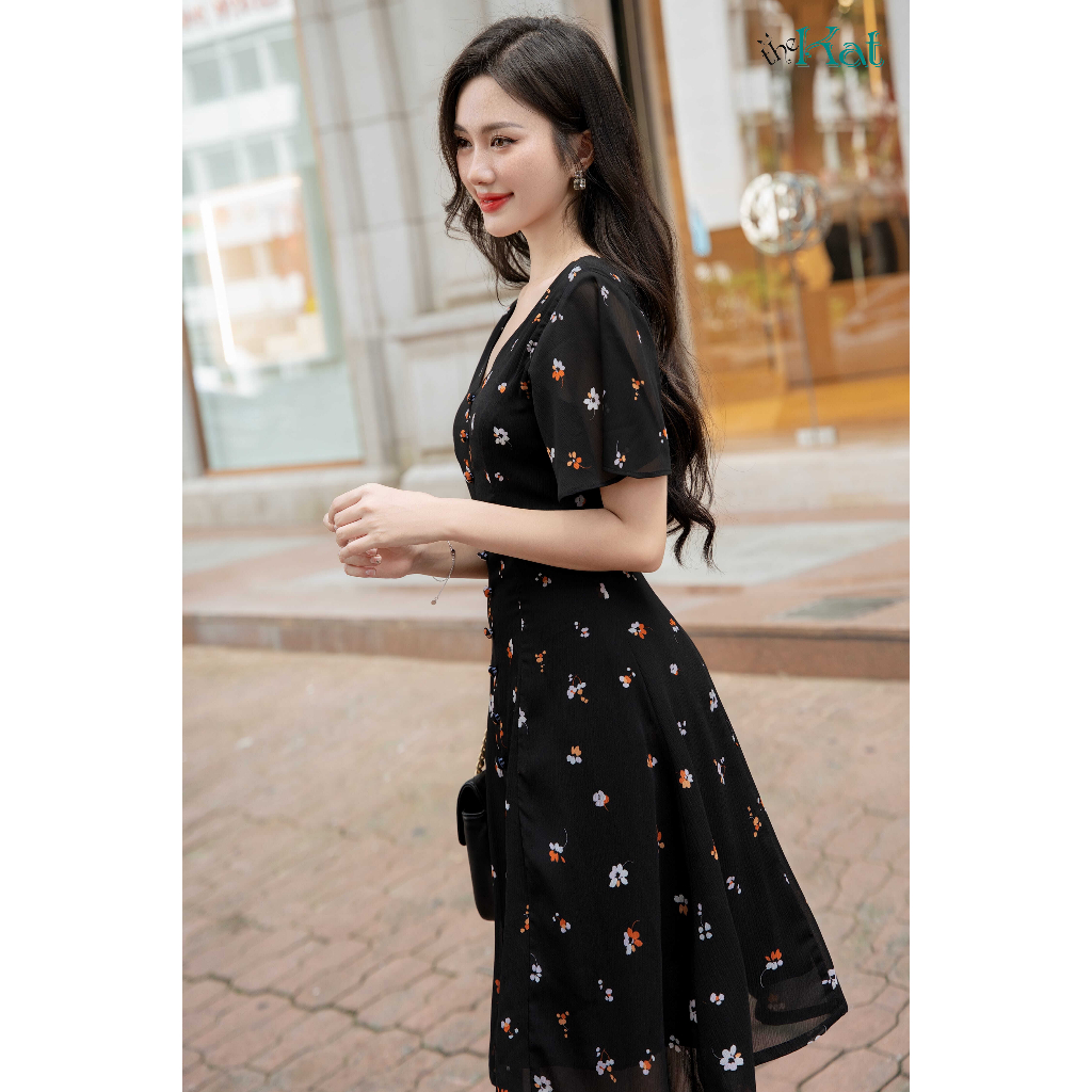 Đầm Hoa Elly The Kat House, vải tơ gân cực xinh, mát mẻ, thoải mái
