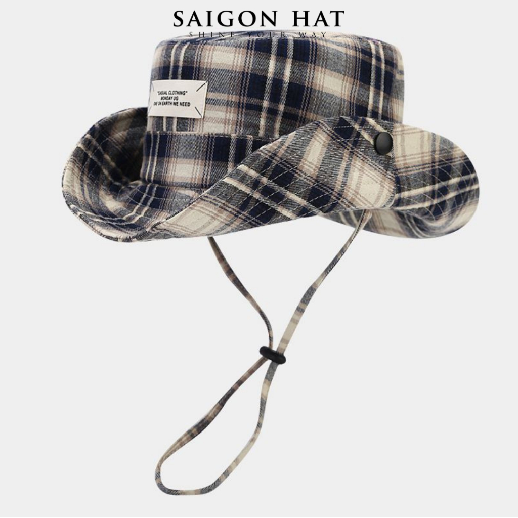 Nón bucket nữ có dây rút nón tai bèo nữ rộng vành nút bấm cao bồi năng ...