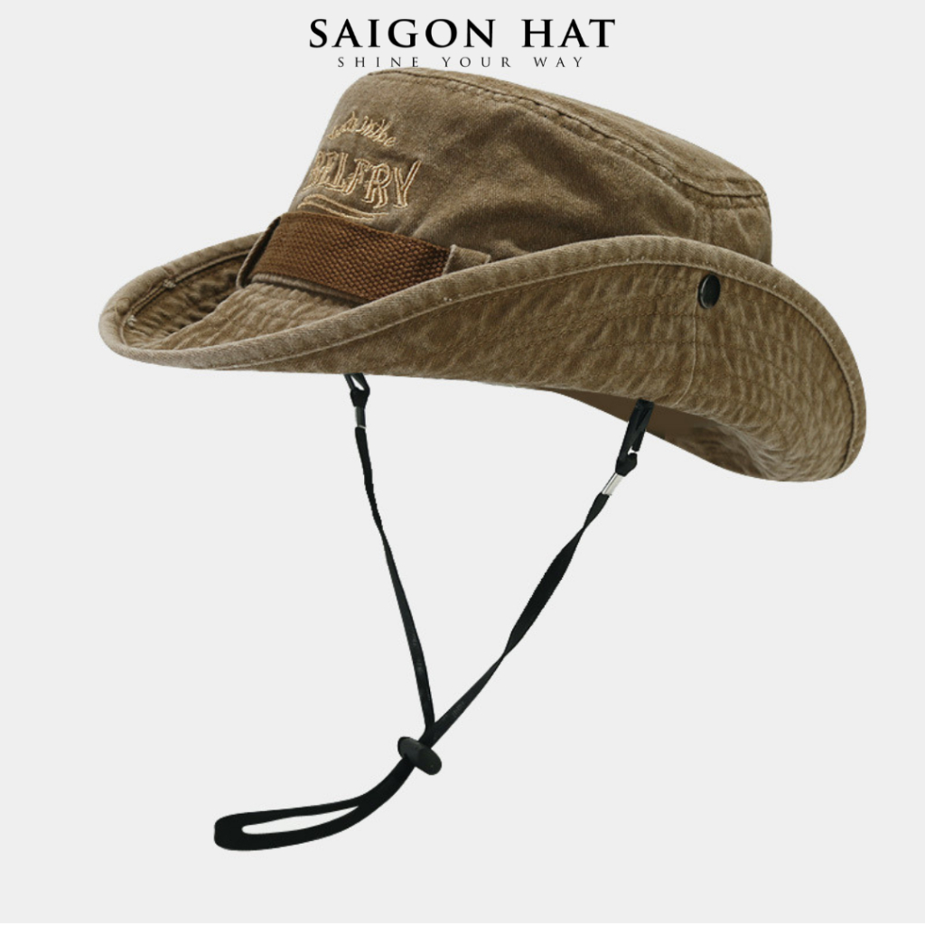 Nón bucket nữ có dây rút nón tai bèo nữ rộng vành nút bấm cao bồi năng ...