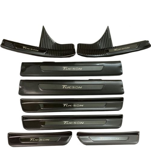 Ốp bậc cửa Tucson, nẹp bước chân Hyundai Tucson 2022, Chất liệu Carbon cao cấp