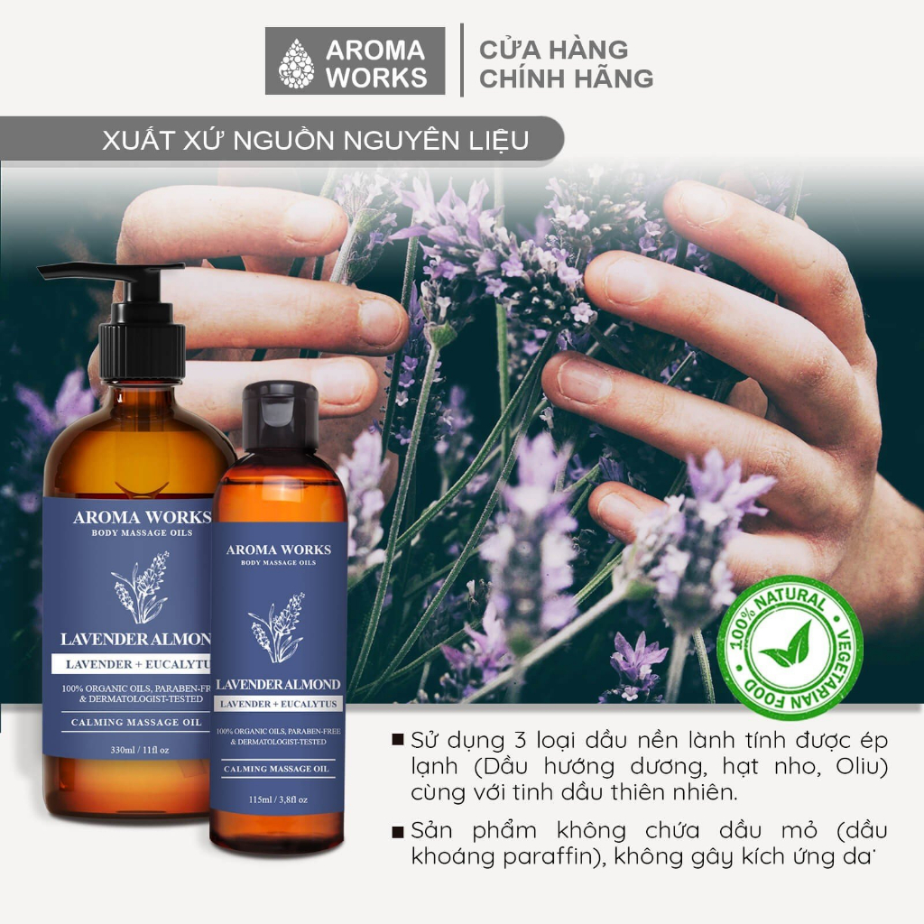 Ảnh Dầu Massage Toàn Thân Aroma Works – Thư Giãn Cơ Thể & Dưỡng Da Với Tinh Dầu Thiên Nhiên 3