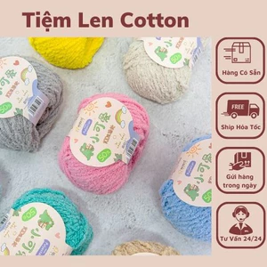 Len bông xù Xiaoke sợi 3mm cuộn 50g - Len Xù đan móc không rụng lông