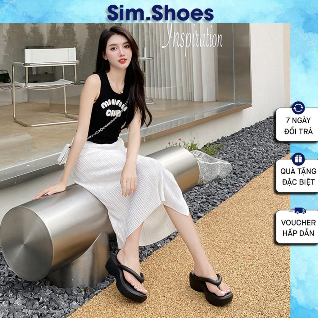 Dép xỏ ngón 01 dép đi biển Cao 5cm dép tông đế dày siêu êm chất EVA phong cách Hàn Quốc, Dép Xăng Đan Đế Bằng mã 01