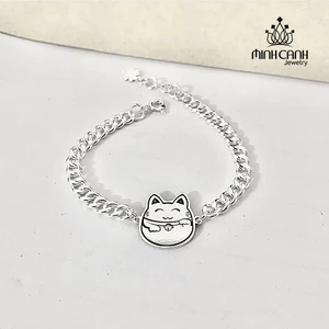 Lắc Bạc Mèo Ú Miễn Phí Khắc Tên Cho Bé - Minh Canh Jewelry