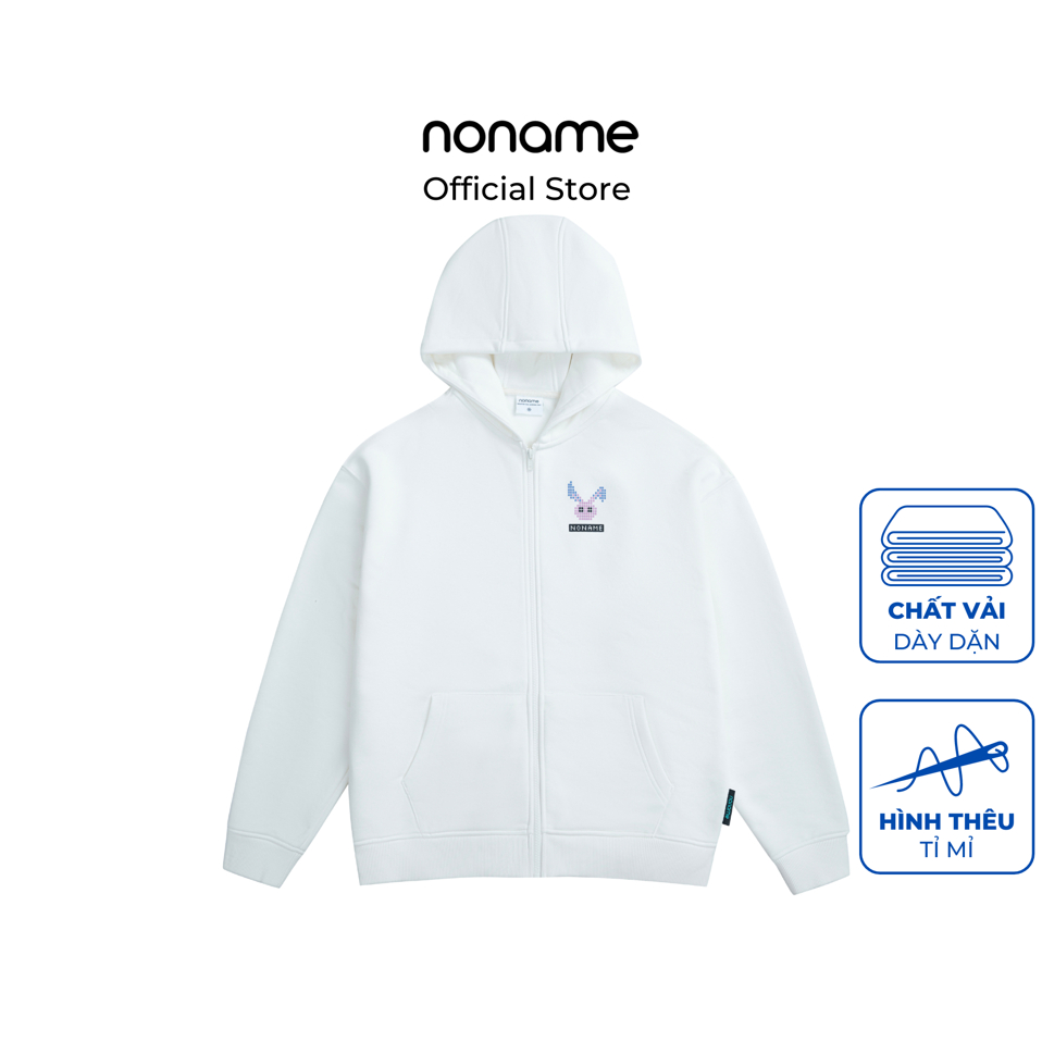 Áo Khoác Hoodie Zip noname Pixel Rabbit /Ivory_NNMZD9001D392 Shopee